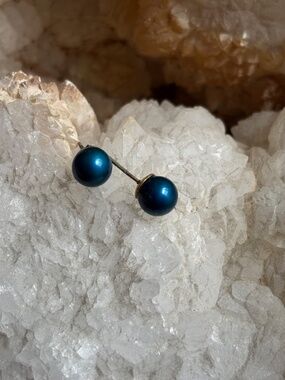 Cute Blue Ball Post Earrings